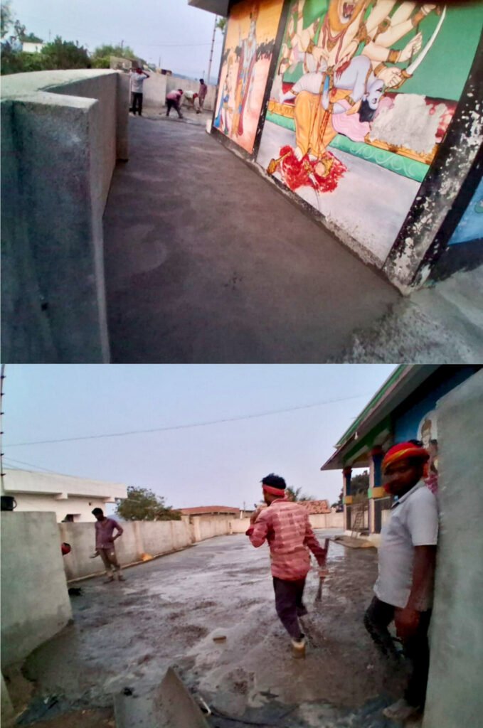 పోనుగోటి సహకారంతో ఆలయ ఆవరణలో సీసీ నిర్మాణం