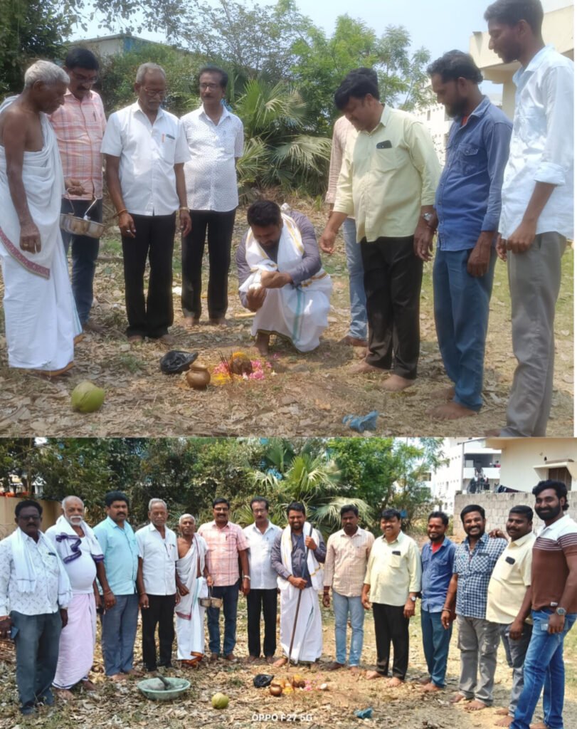 గ్రామంలో నూతన శివాలయ నిర్మాణానికి భూమి చదును