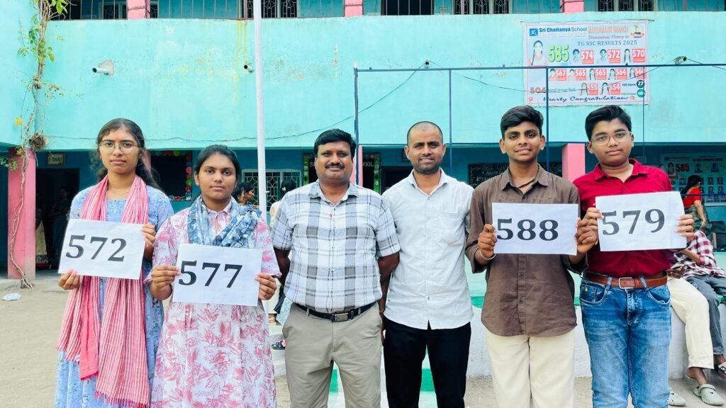 టాప్ ఫలితాలతో సత్తా చాటిన శ్రీ చైతన్య విద్యార్థులు588 మార్కులతో అగ్రస్థానంలో టి.హర్షిత్ మందమర్రి