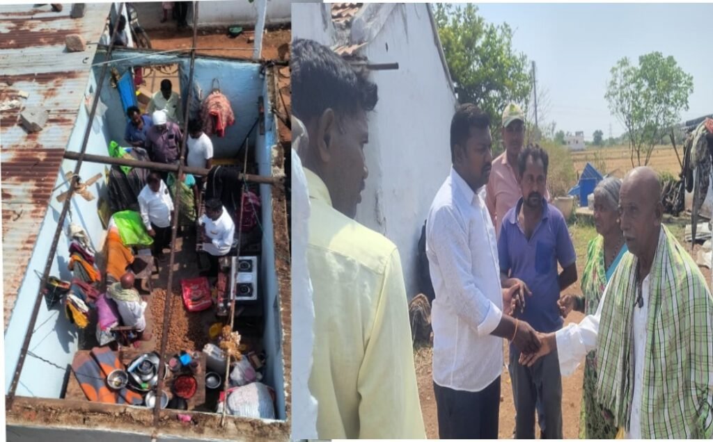 అకాల వర్షంతో కూలిన ఇళ్లను పరిశీలించిన కాంగ్రెస్ నాయకులు  బాధిత కుటుంబాలను ఆదుకుంటామని కాంగ్రెస్ నాయకుల హామీ