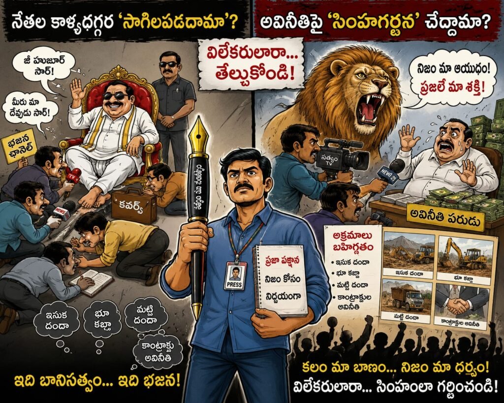 నేతల కాళ్లదగ్గర ‘సాగిలపడదామా’? అవినీతిపై ‘సింహగర్జన’ చేద్దామా? విలేకరులారా.తేల్చుకోండి!