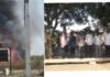 వరి కొయ్యల మంటలతో తప్పిన భారీ ప్రమాదం- విద్యుత్ అధికారుల అప్రమత్తతతో సబ్స్టేషన్కు ముప్పు తప్పింది