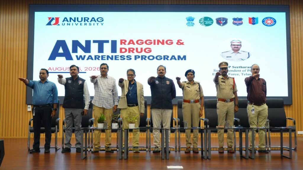 అనురాగ్ యూనివర్సిటీలో మాదకద్రవ్యాల వ్యతిరేక, ర్యాగింగ్ నిరోధక – రోడ్డు భద్రత అవగాహన సదస్సు