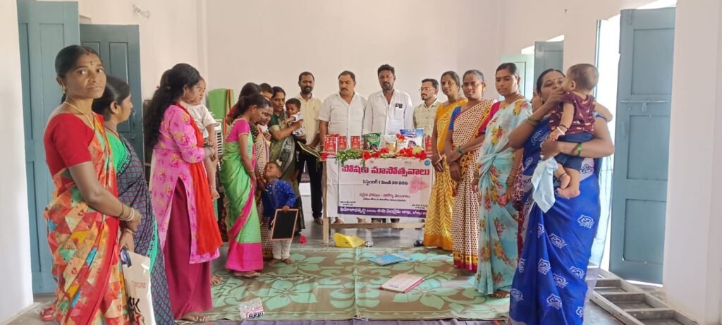 అంగన్వాడీ కేంద్రంలో ఘనంగా పోషణ మాసం, అన్నప్రాసన, అక్షరాభ్యాస వేడుకలు