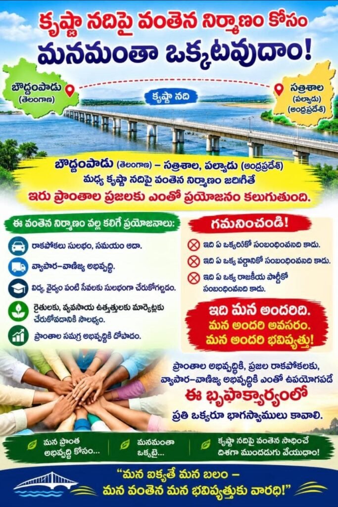 కృష్ణా నదిపై వంతెన నిర్మాణం కోసం కదిలిన ఇరు రాష్ట్రాల ప్రజలు
