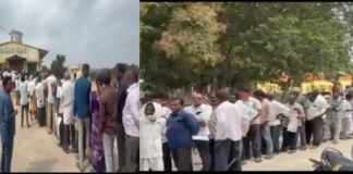 బెజ్జంకిలో వేరుశనగ విత్తనాల కోసం రైతుల బారులు