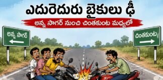 ఎదురెదురు బైకులు ఢీ.. ఒకరు మృతి, ఇద్దరికి తీవ్ర గాయాలు